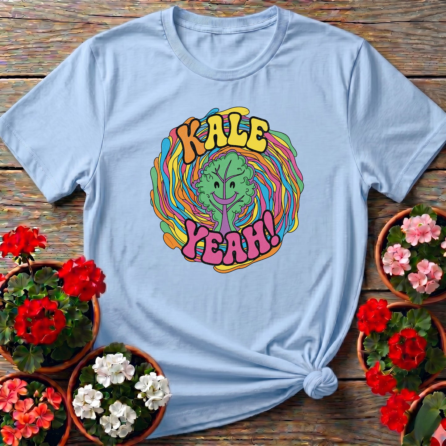 KALE YEAH Psychedelic Groovy Gardening T-shirt
