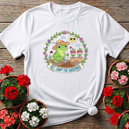 Get Jumpy For Gardening Funny Frog Garden Tee