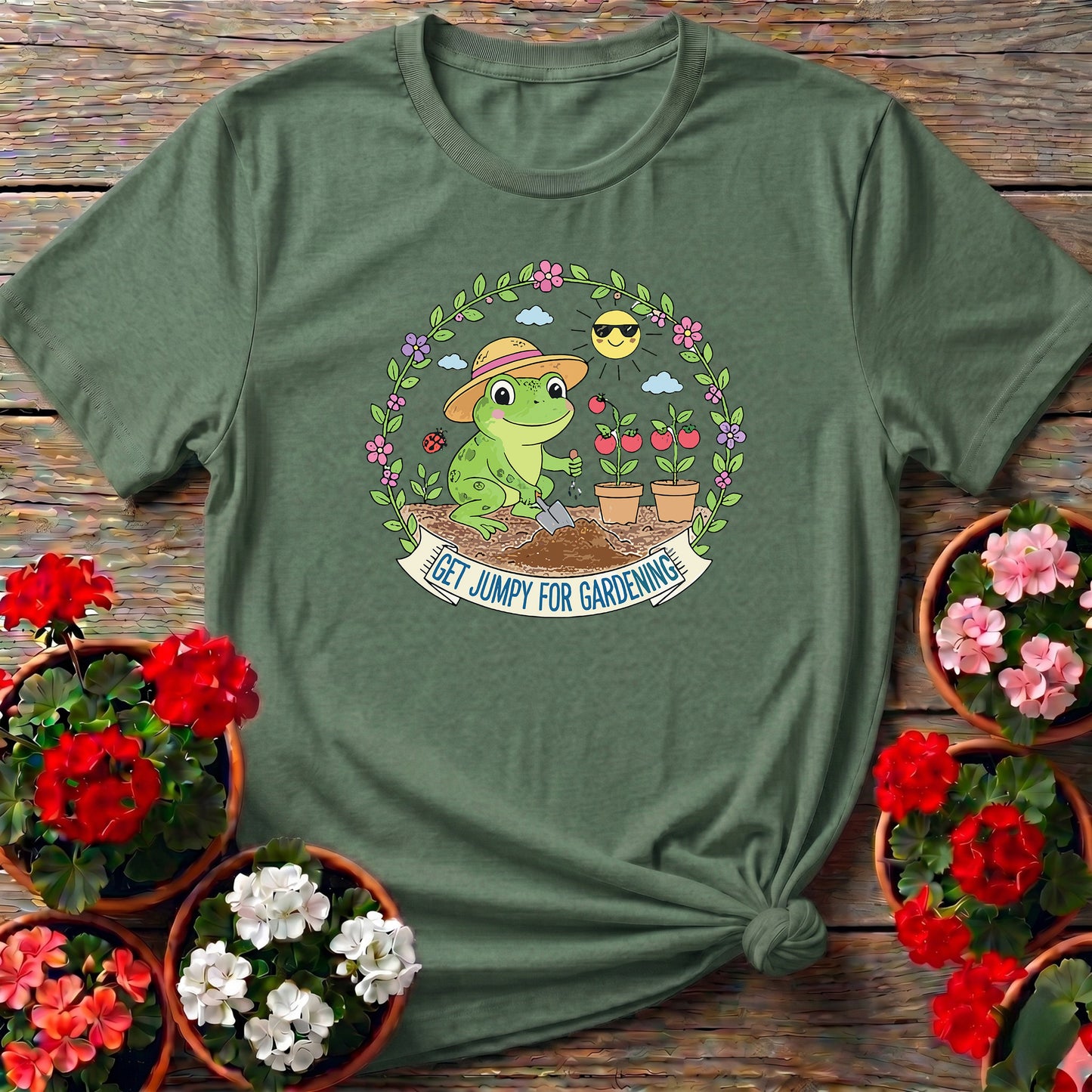 Get Jumpy For Gardening Funny Frog Garden Tee