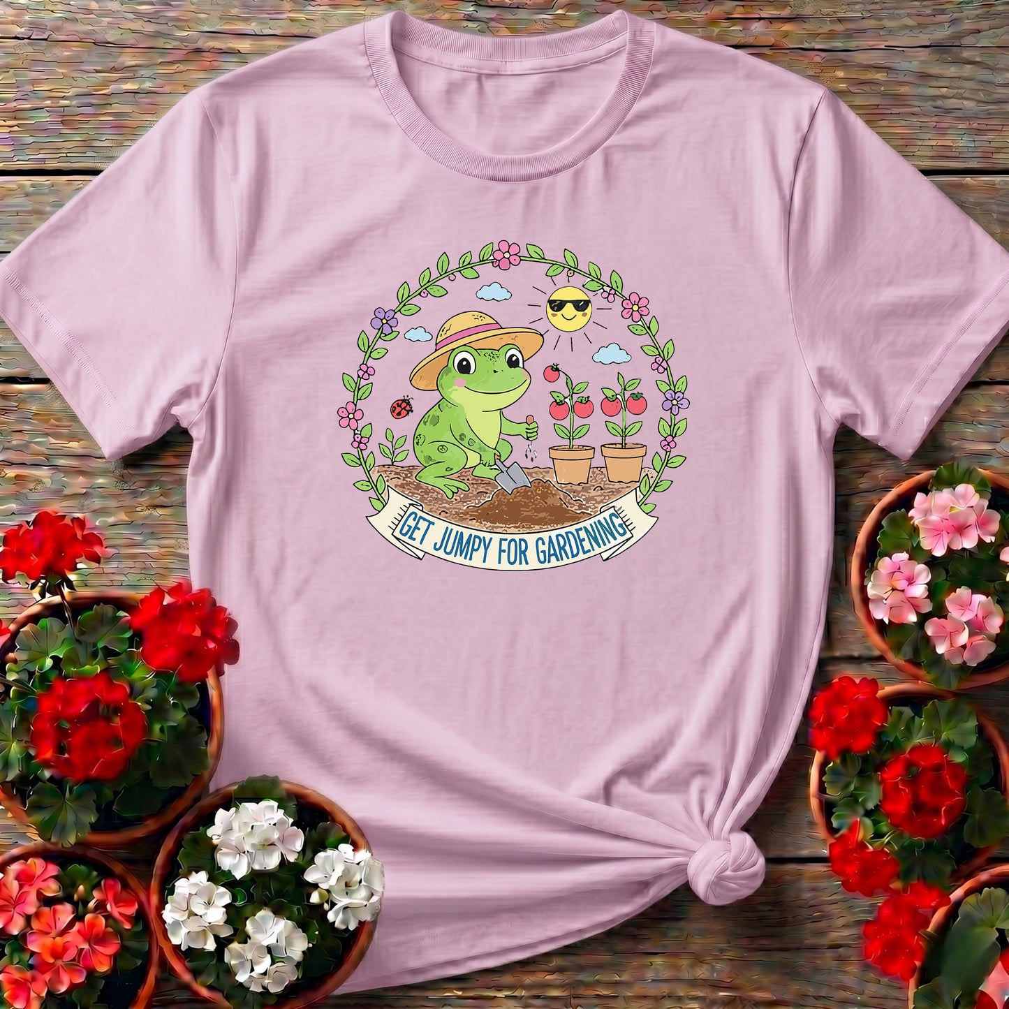 Get Jumpy For Gardening Funny Frog Garden Tee