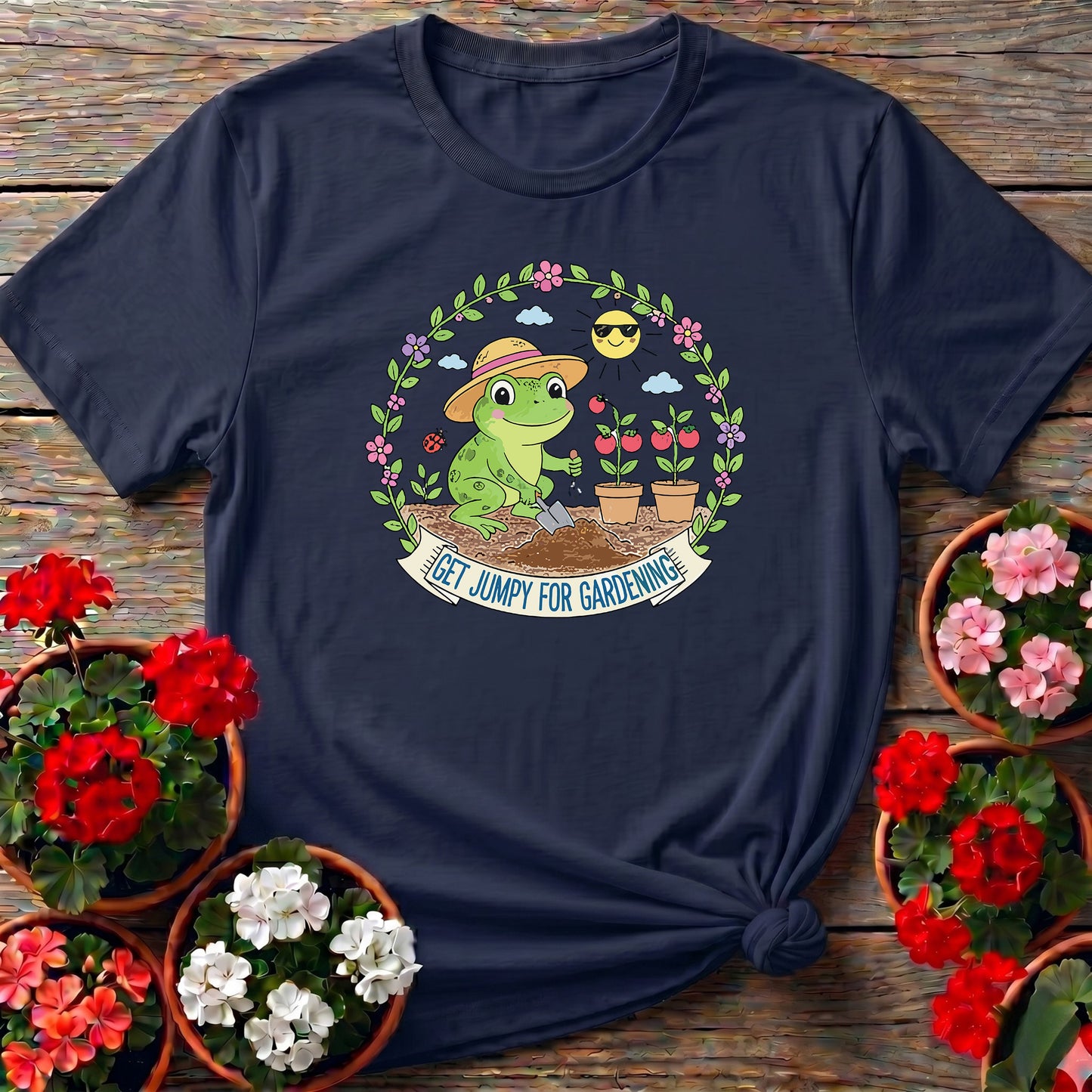 Get Jumpy For Gardening Funny Frog Garden Tee