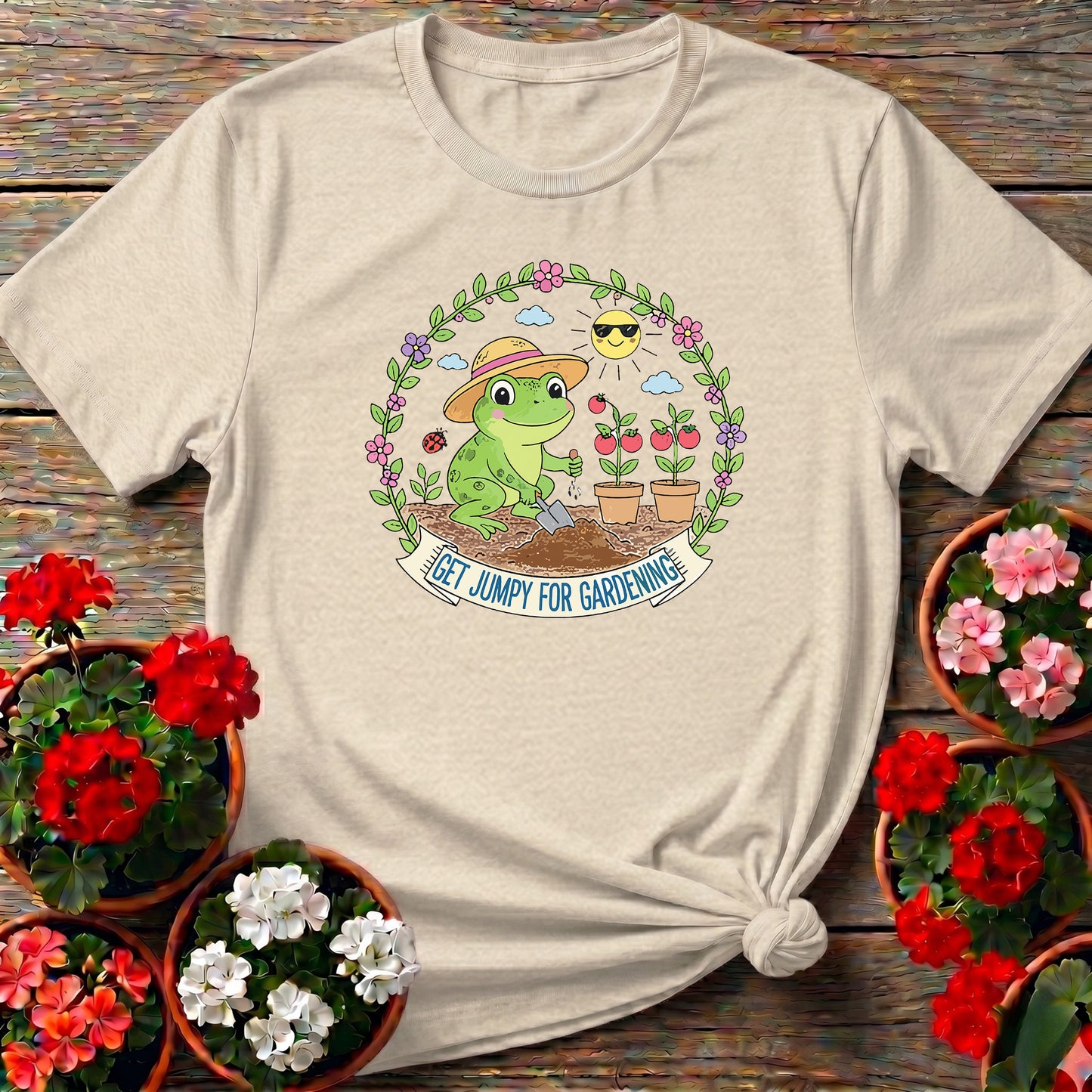 Get Jumpy For Gardening Funny Frog Garden Tee
