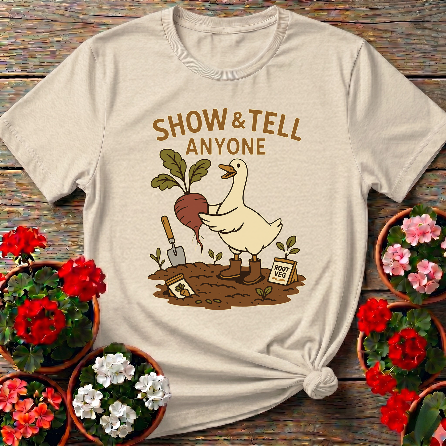Show and Tell Anyone Duck Gardening T-shirt