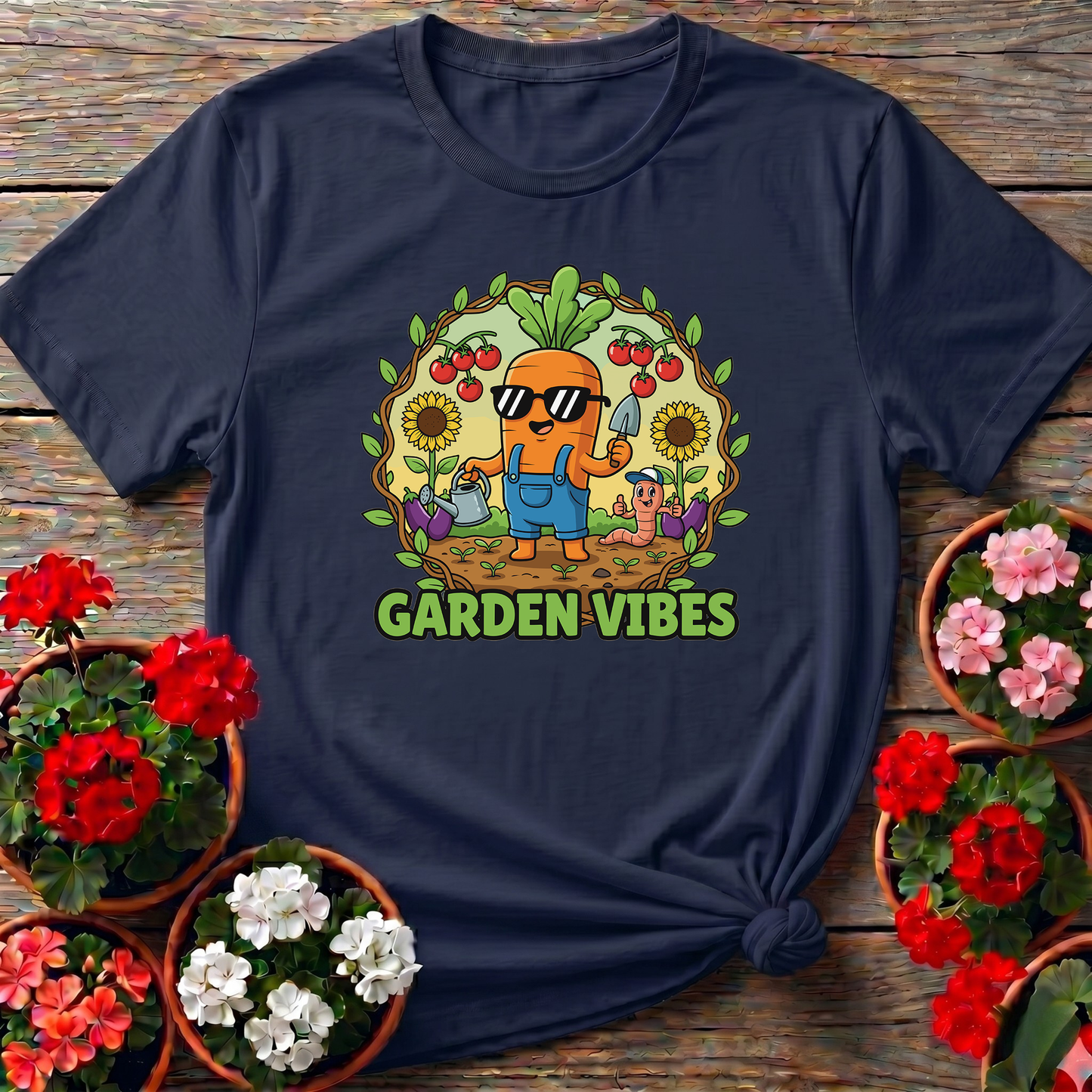 Cool Carrot Garden Vibes Cartoon T shirt