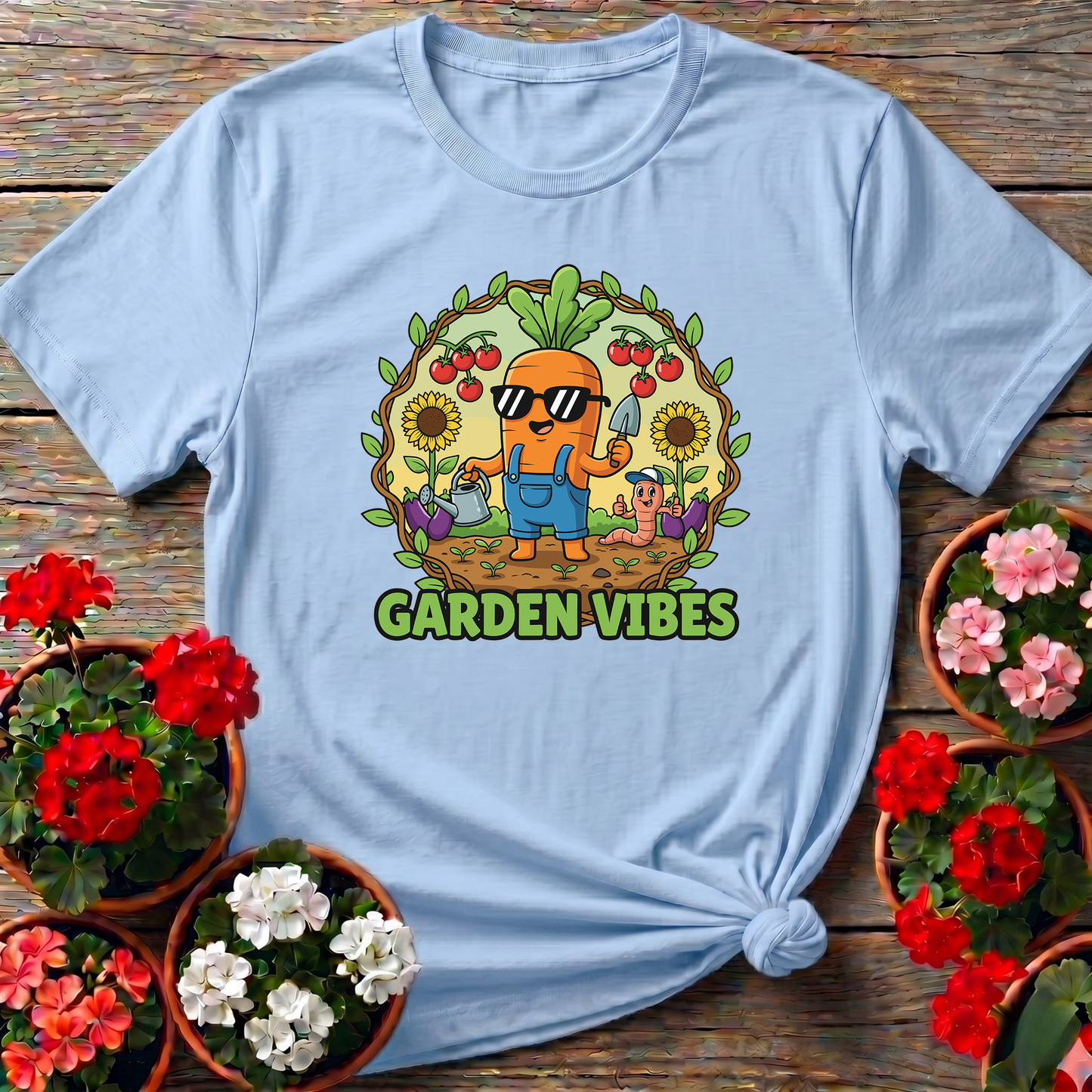 Cool Carrot Garden Vibes Cartoon T shirt