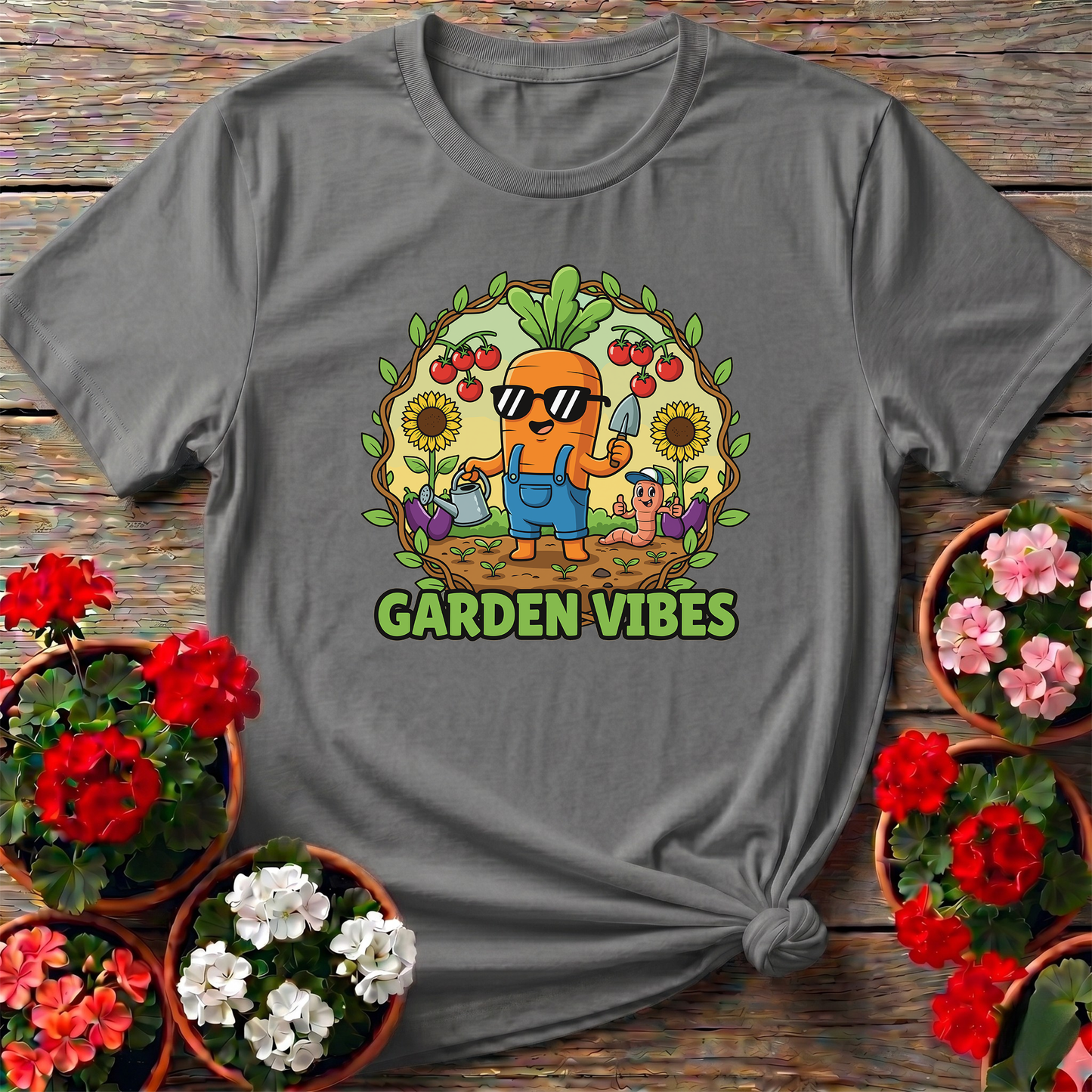 Cool Carrot Garden Vibes Cartoon T shirt