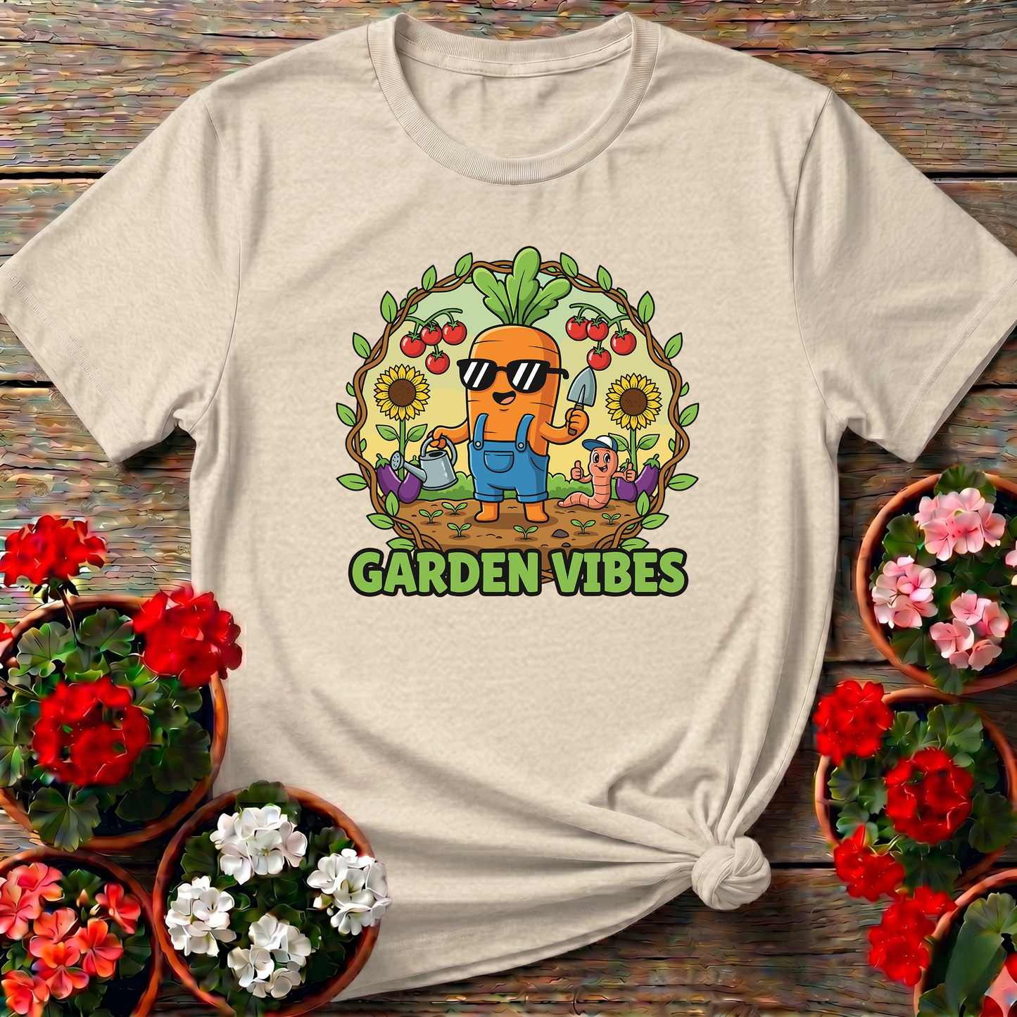 Cool Carrot Garden Vibes Cartoon T shirt