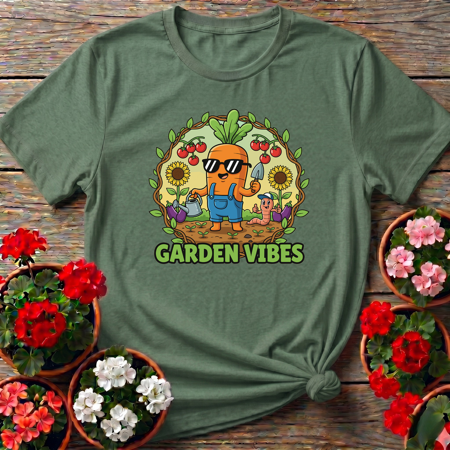 Cool Carrot Garden Vibes Cartoon T shirt
