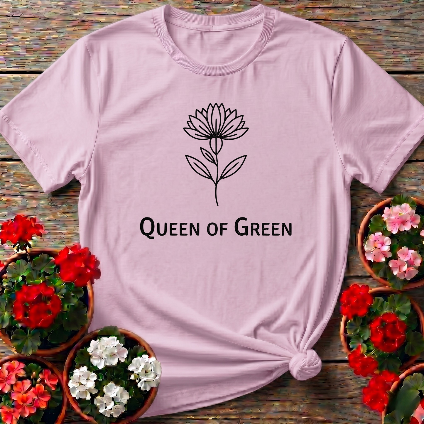 Queen Of Green Botanical Lotus Flower T-shirt
