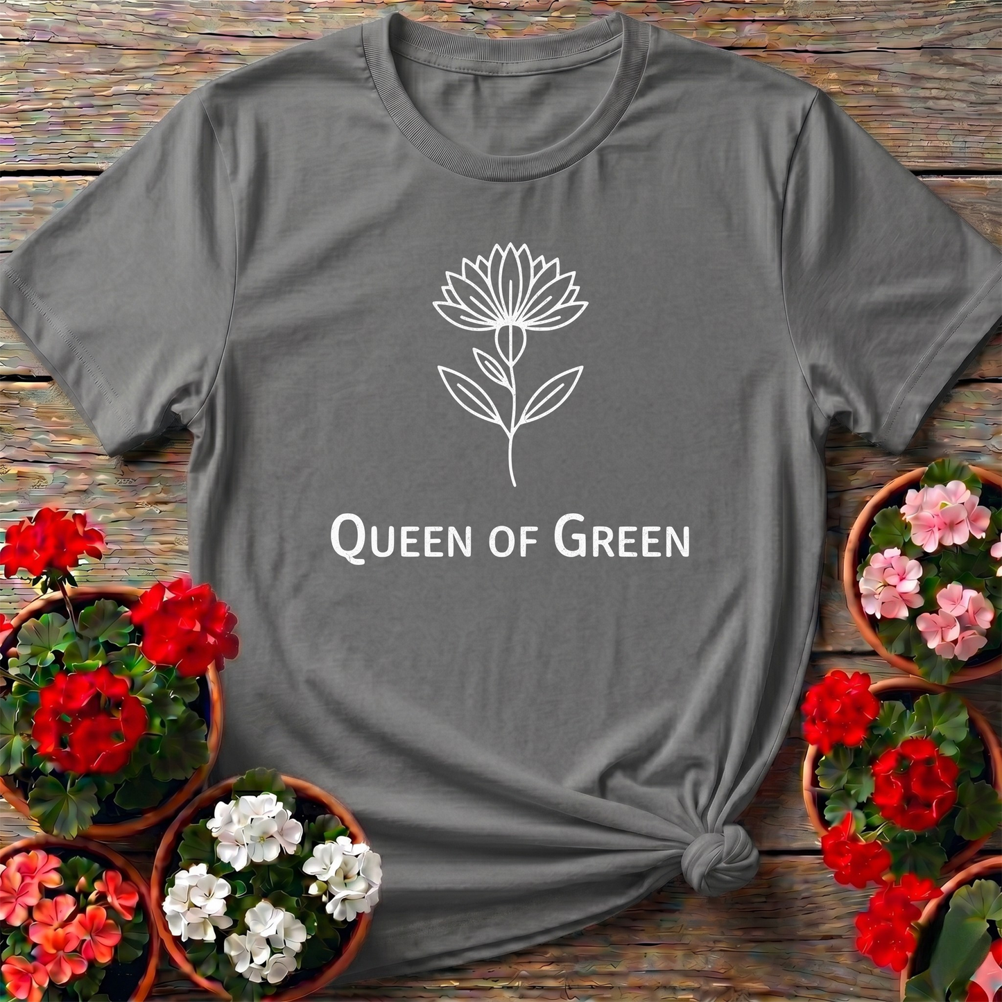 Queen Of Green Botanical Lotus Flower T-shirt