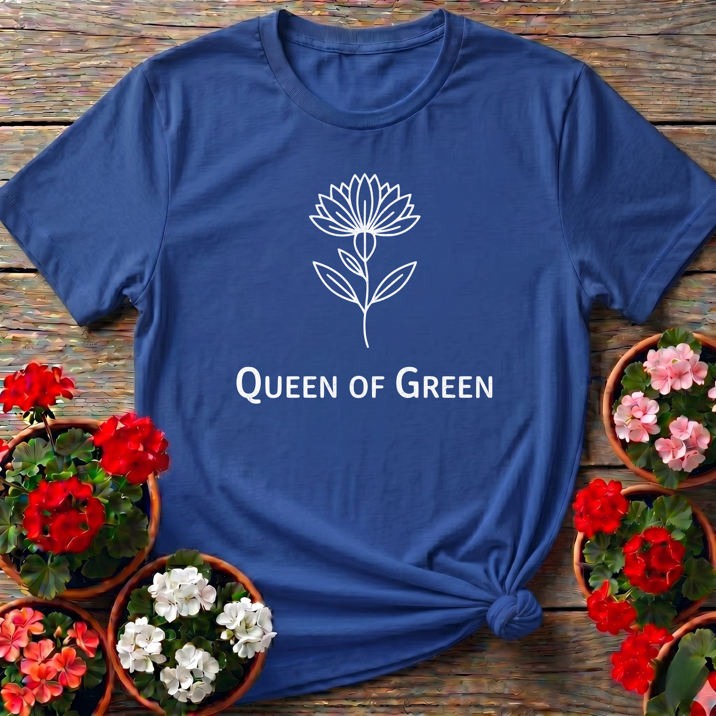 Queen Of Green Botanical Lotus Flower T-shirt