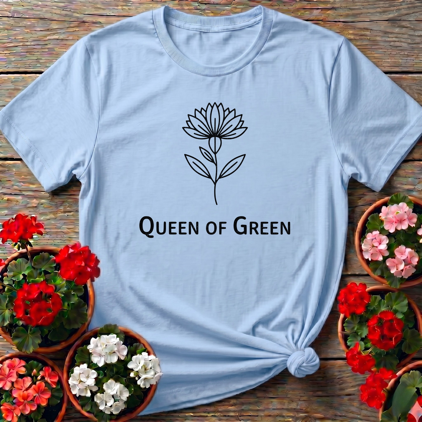 Queen Of Green Botanical Lotus Flower T-shirt