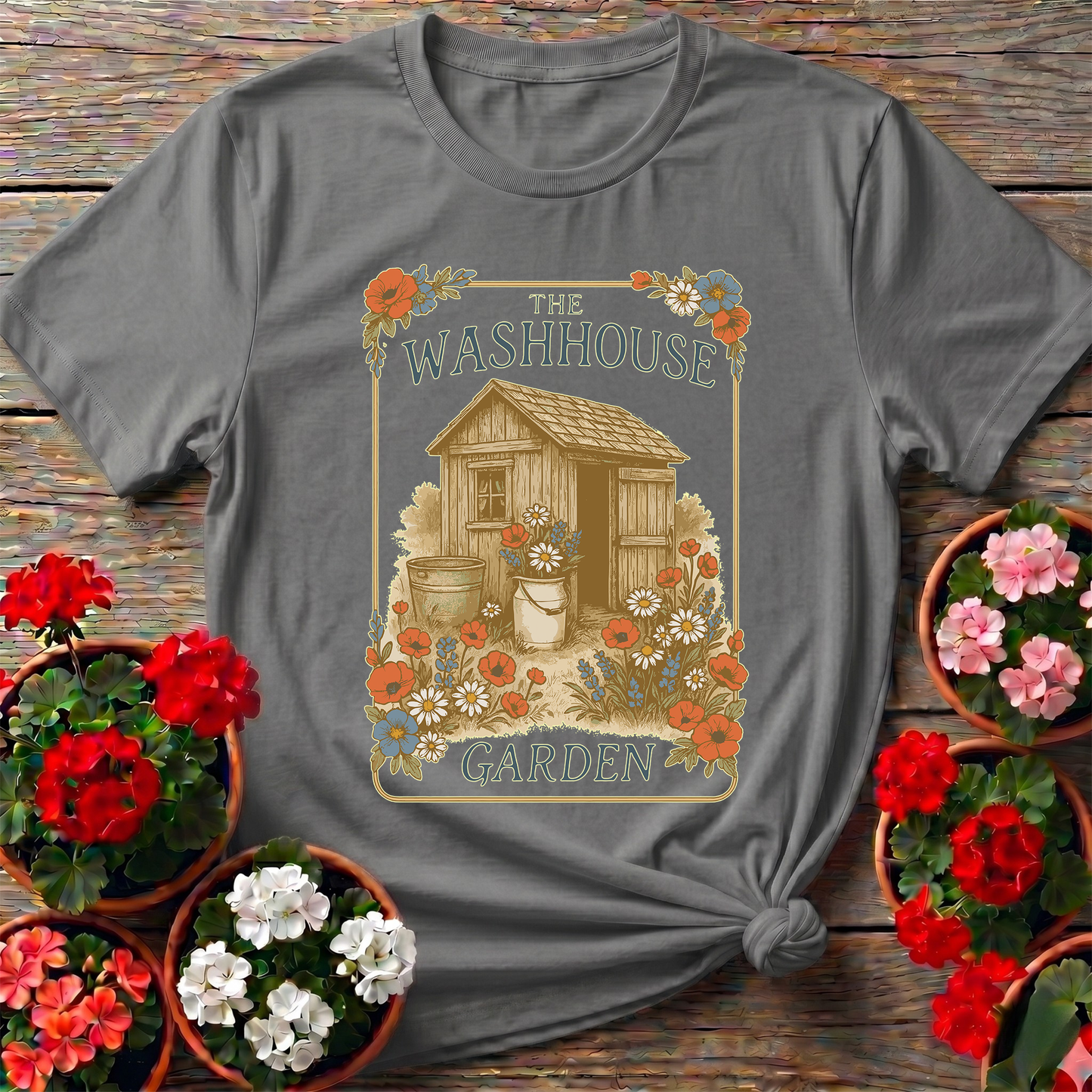 The Washhouse Garden Vintage Shed Botanical T-shirt