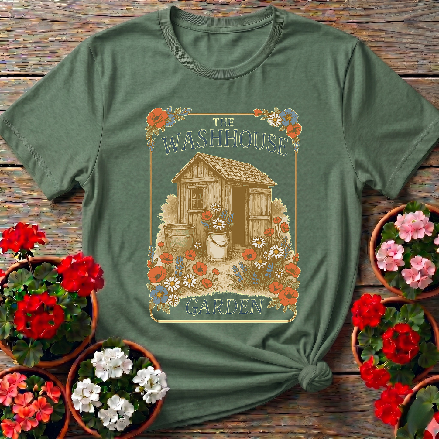 The Washhouse Garden Vintage Shed Botanical T-shirt