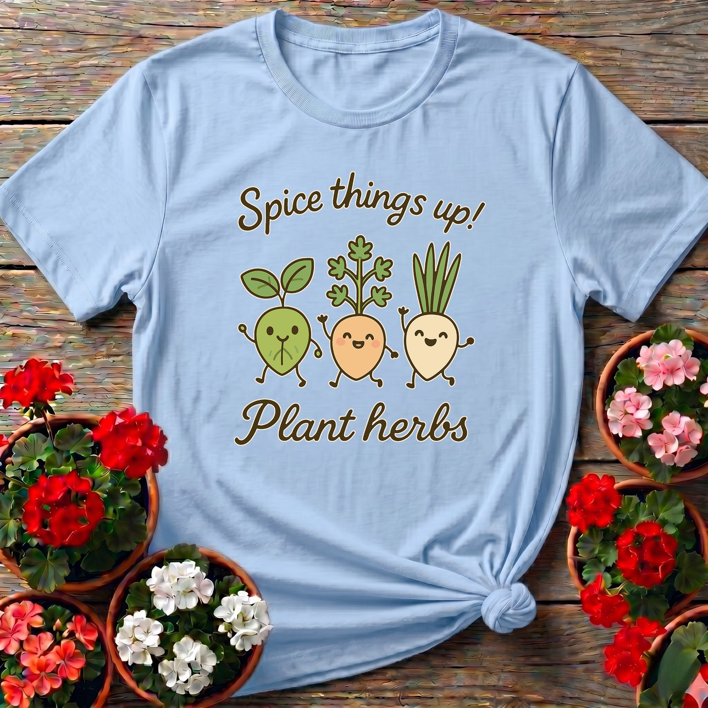 Spice Things Up Cute Dancing Herb Characters Garden Tee
