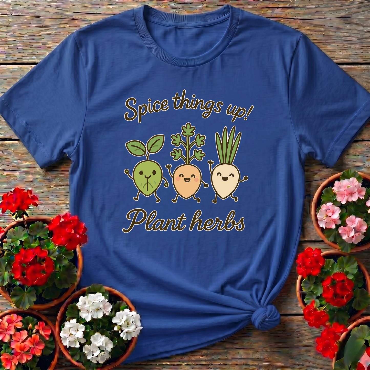 Spice Things Up Cute Dancing Herb Characters Garden Tee