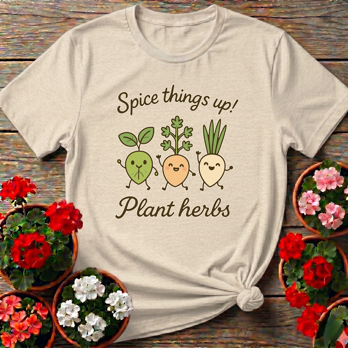 Spice Things Up Cute Dancing Herb Characters Garden Tee