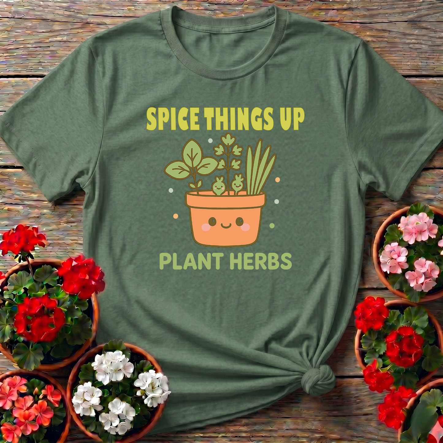 Spice Things Up Plant Herbs Adorable Potted T-shirt