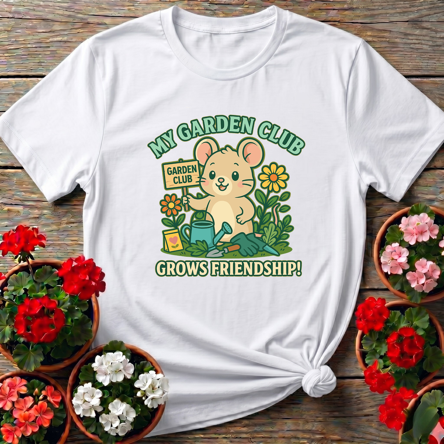 My Garden Club Grows Friendship Cute Mouse T-shirt