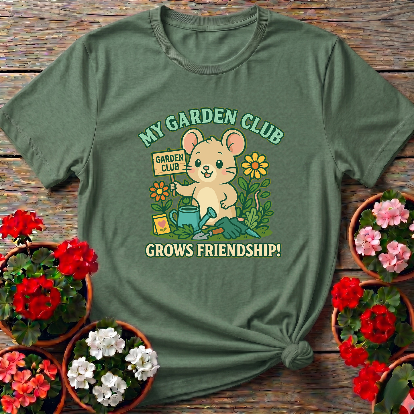My Garden Club Grows Friendship Cute Mouse T-shirt