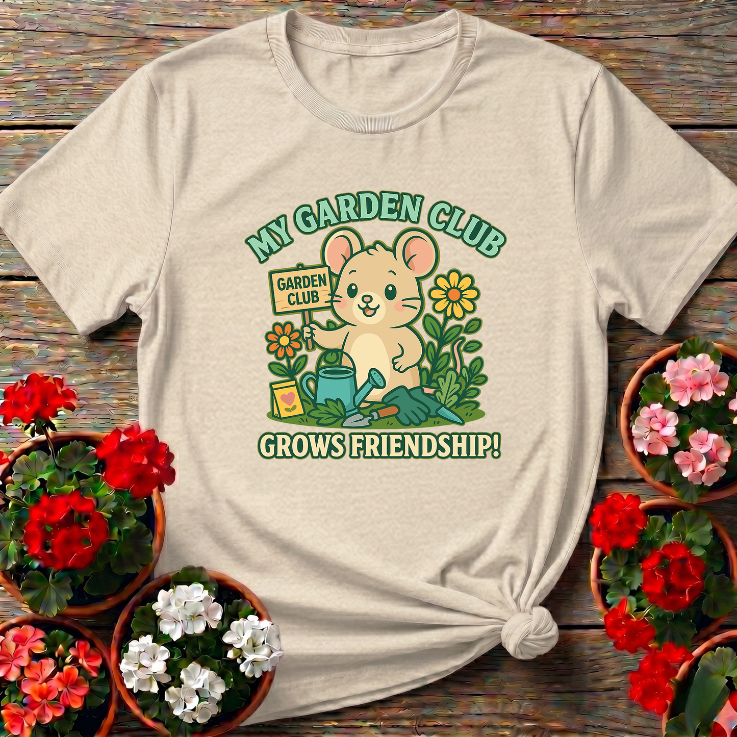 My Garden Club Grows Friendship Cute Mouse T-shirt
