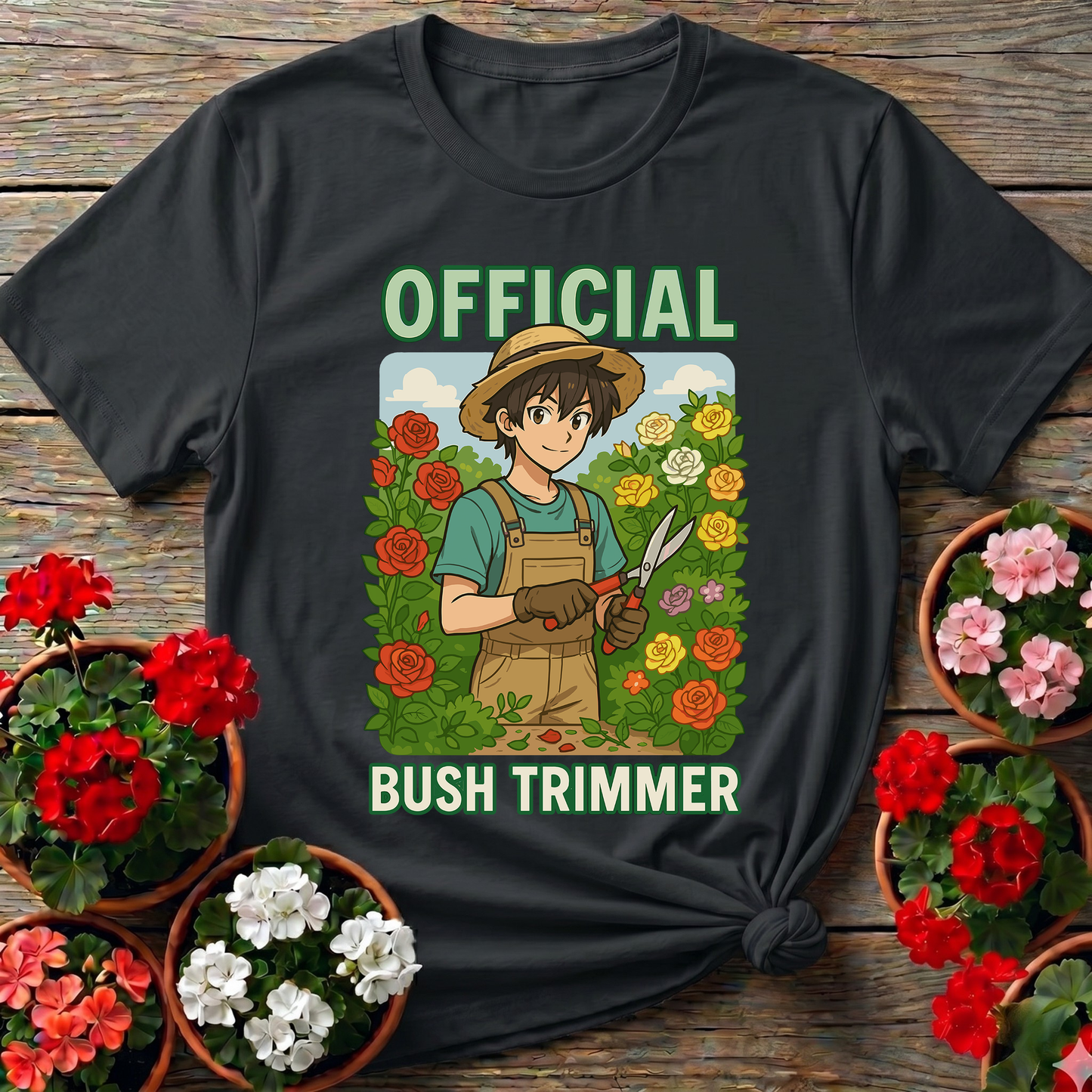 Official Bush Trimmer Funny Anime Gardening T-shirt