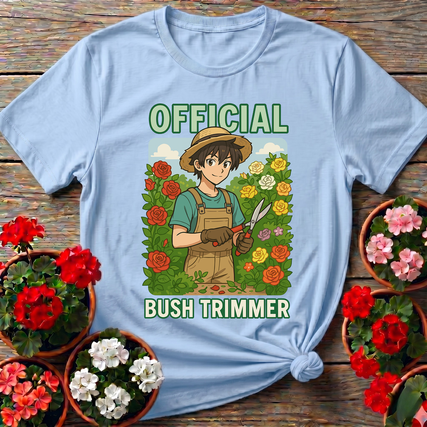 Official Bush Trimmer Funny Anime Gardening T-shirt
