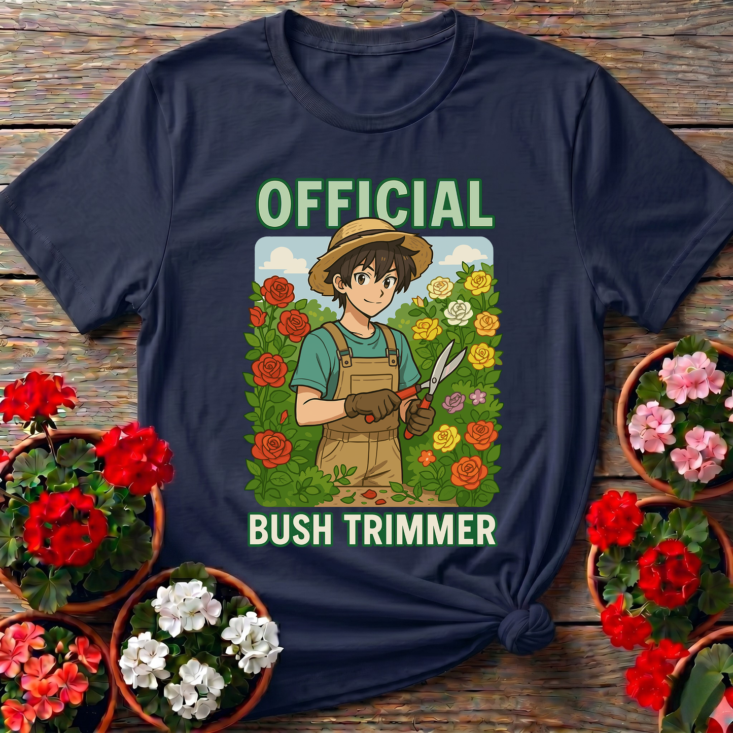 Official Bush Trimmer Funny Anime Gardening T-shirt
