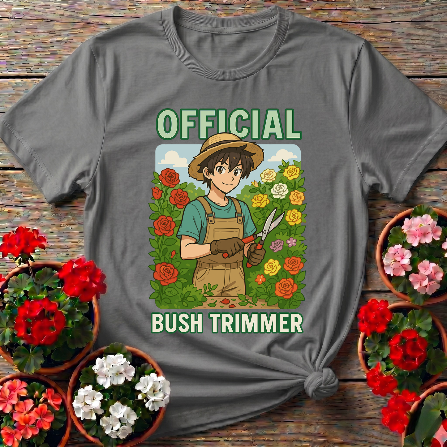 Official Bush Trimmer Funny Anime Gardening T-shirt