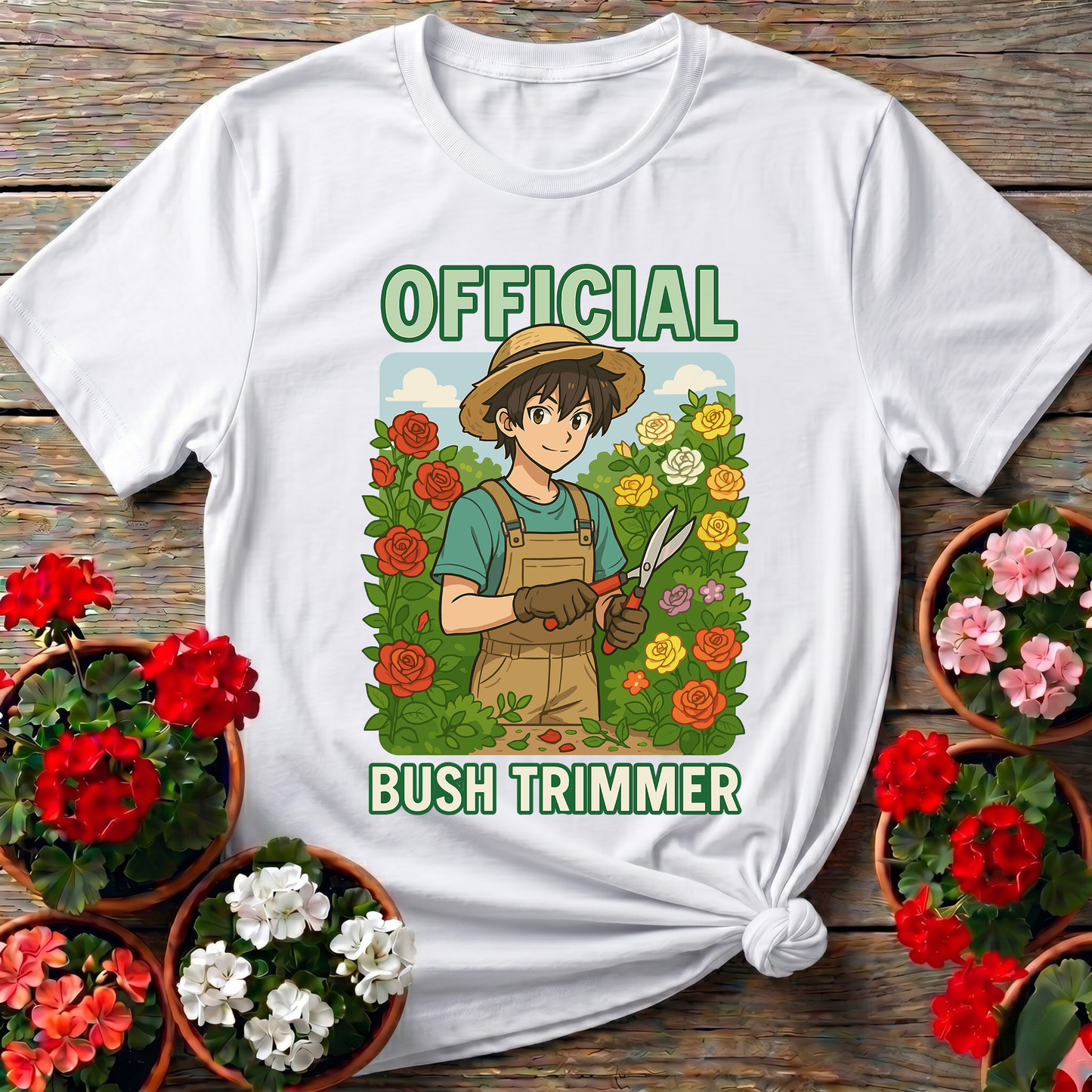 Official Bush Trimmer Funny Anime Gardening T-shirt
