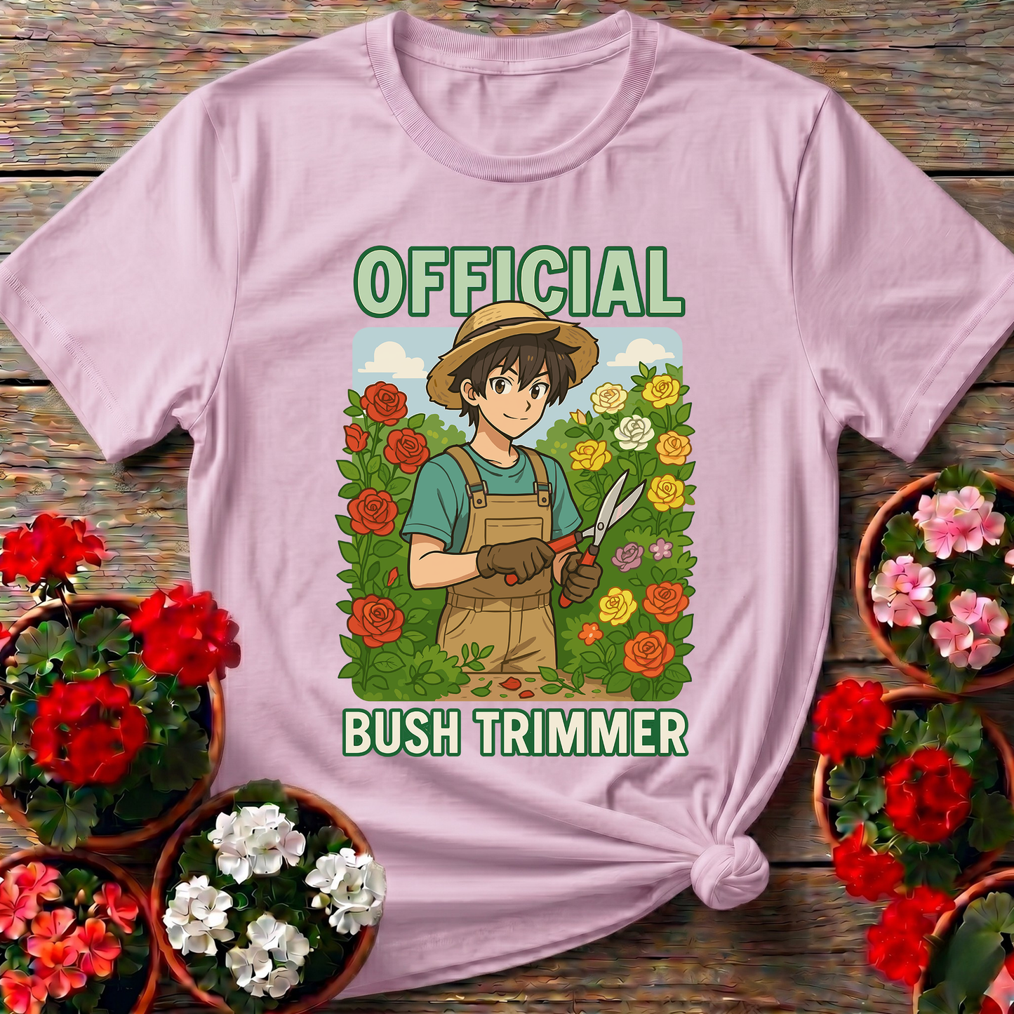 Official Bush Trimmer Funny Anime Gardening T-shirt