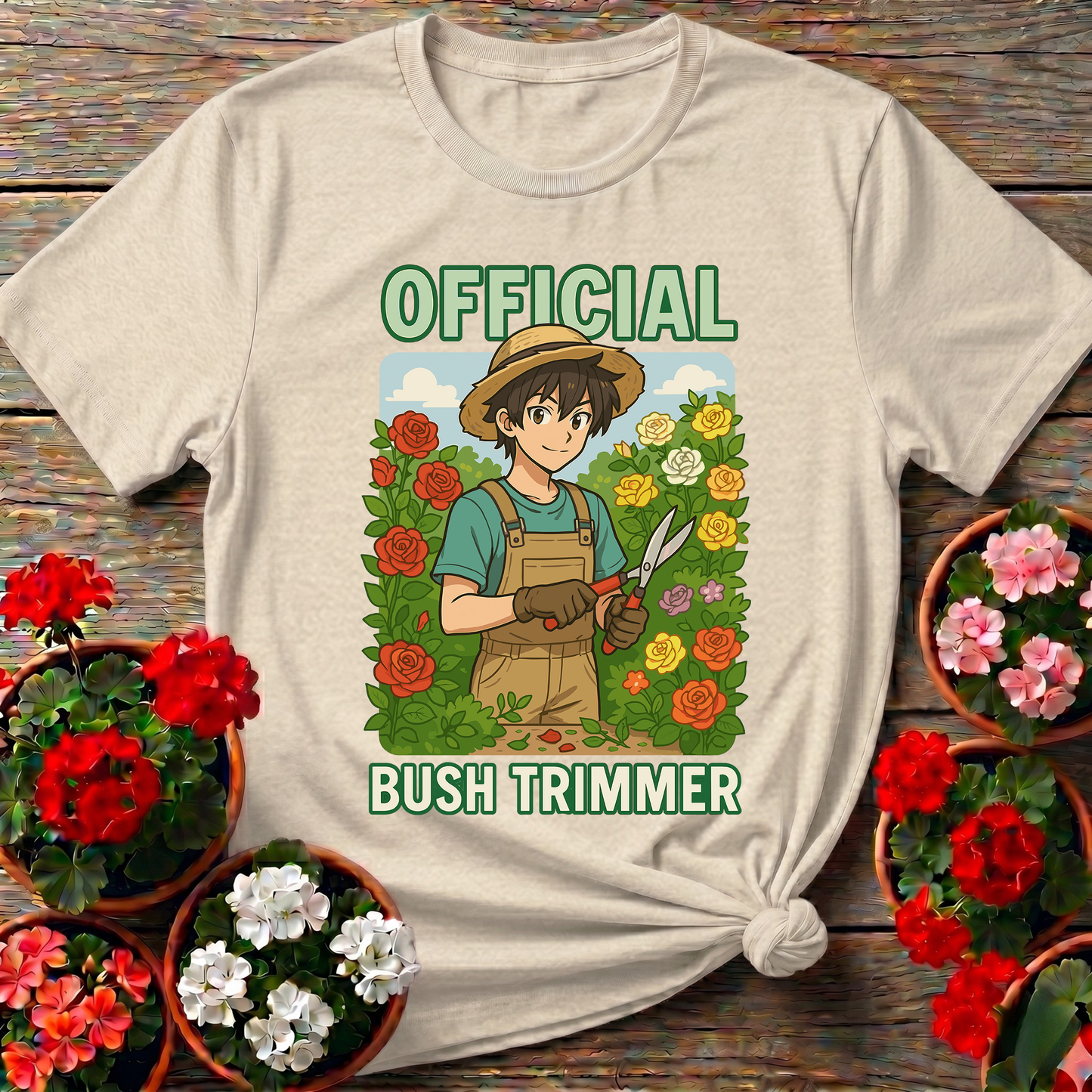 Official Bush Trimmer Funny Anime Gardening T-shirt