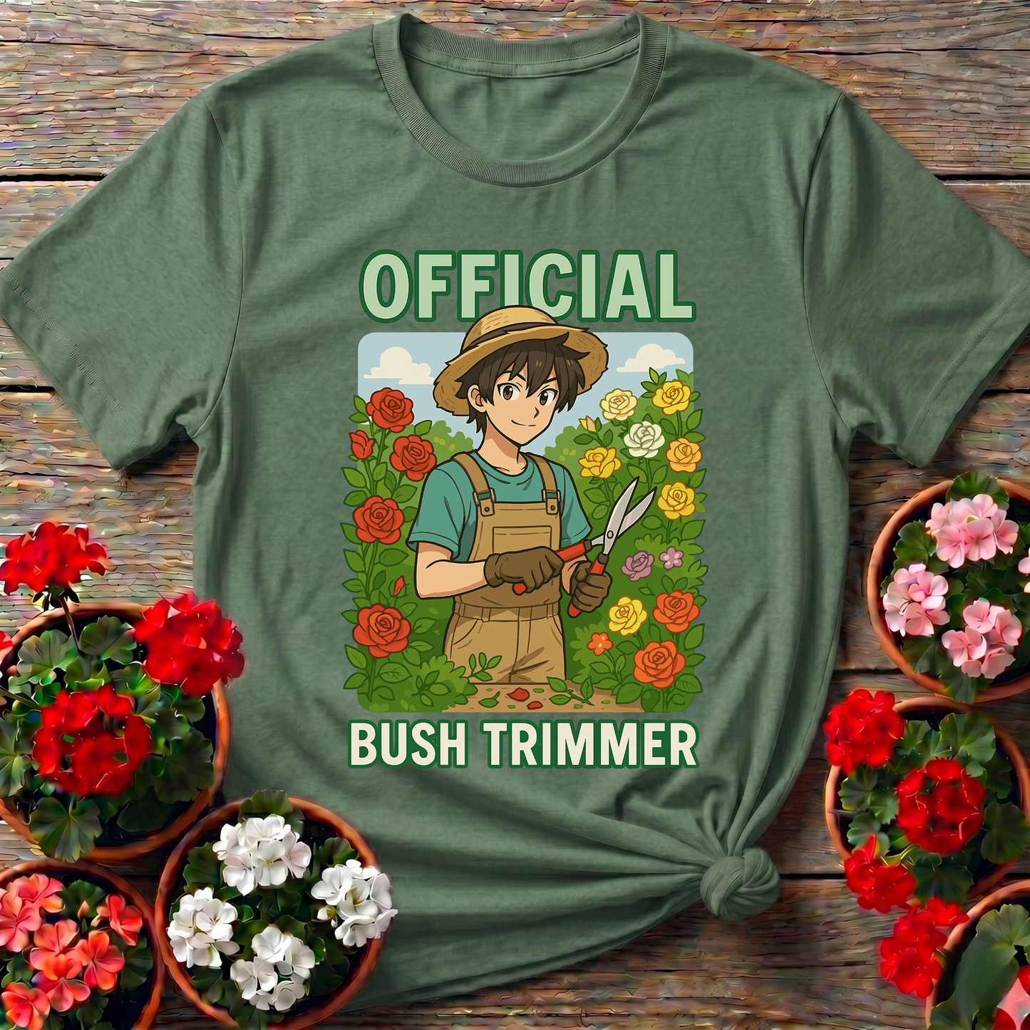 Official Bush Trimmer Funny Anime Gardening T-shirt