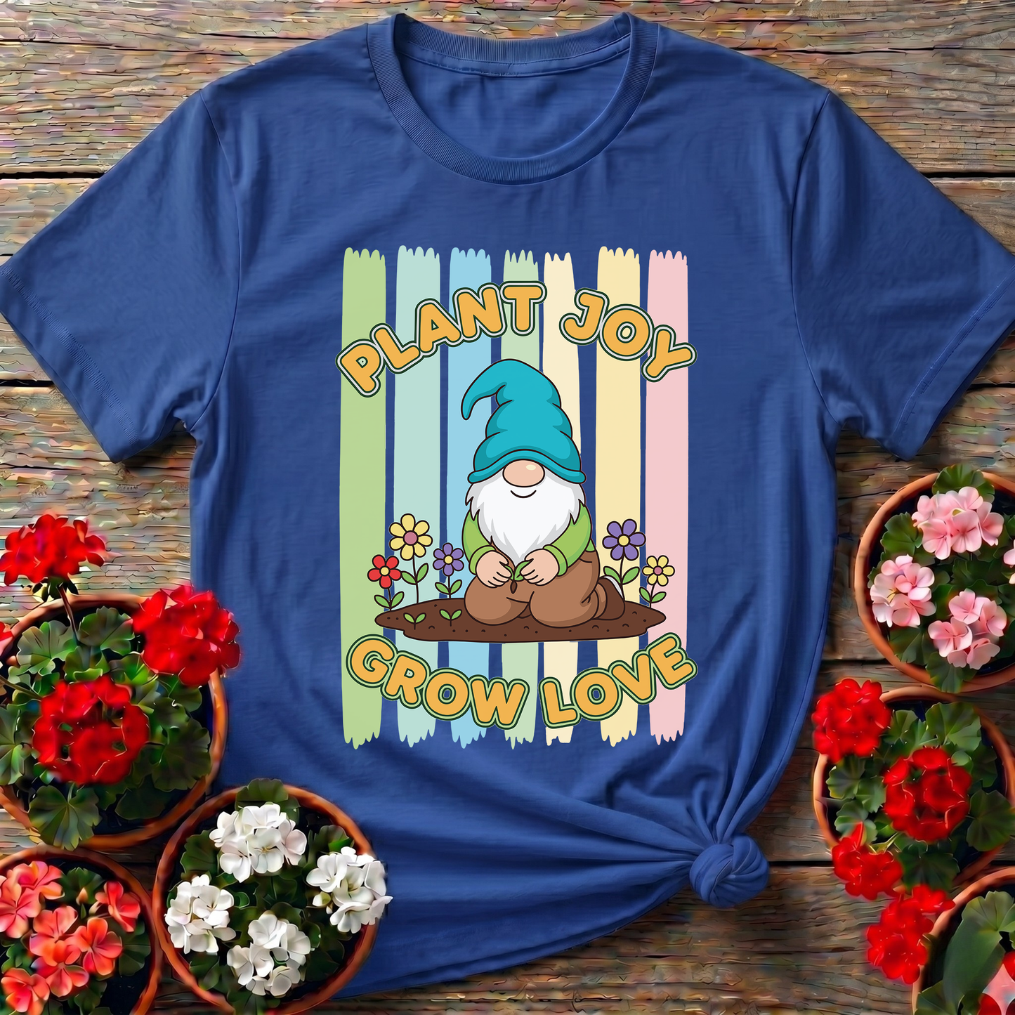 Plant Joy Grow Love Whimsical Garden Gnome T-shirt