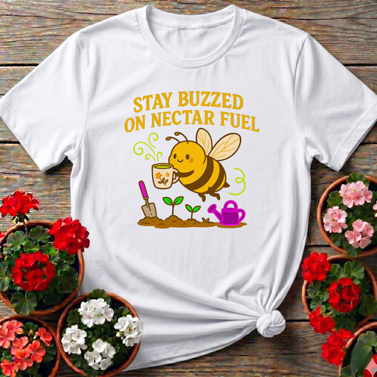 Stay Buzzed On Nectar Fuel Vintage Bee Gardening Tee
