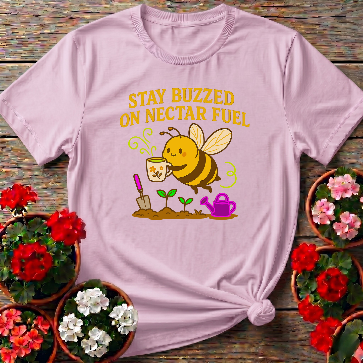 Stay Buzzed On Nectar Fuel Vintage Bee Gardening Tee