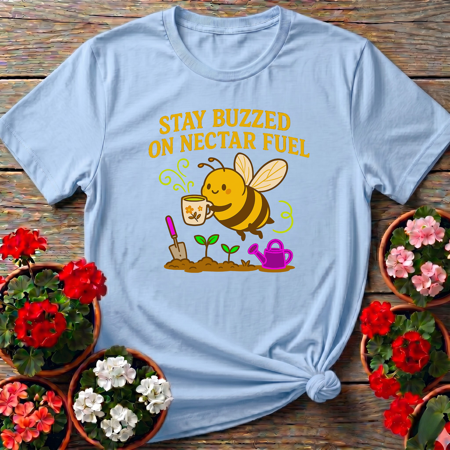 Stay Buzzed On Nectar Fuel Vintage Bee Gardening Tee