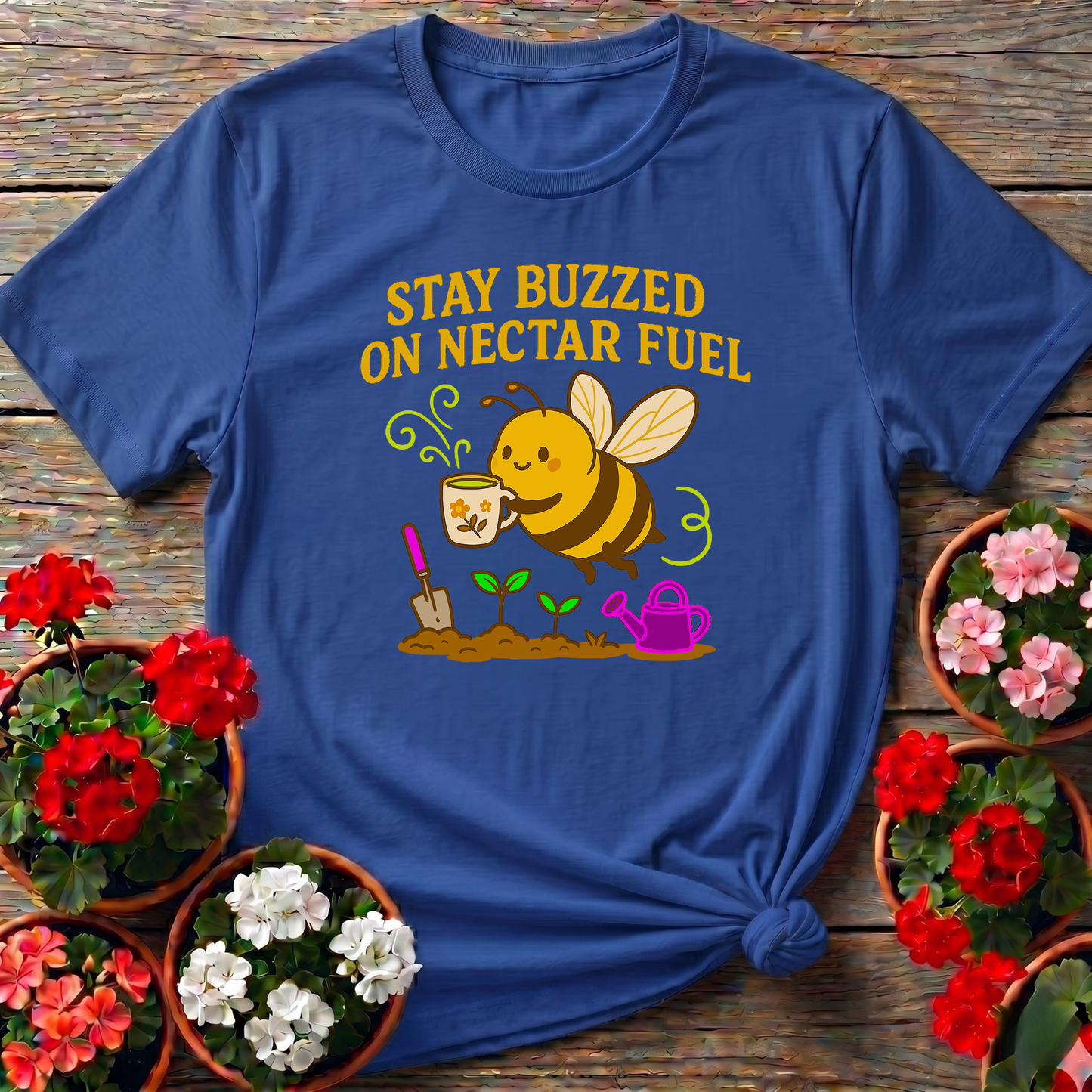 Stay Buzzed On Nectar Fuel Vintage Bee Gardening Tee