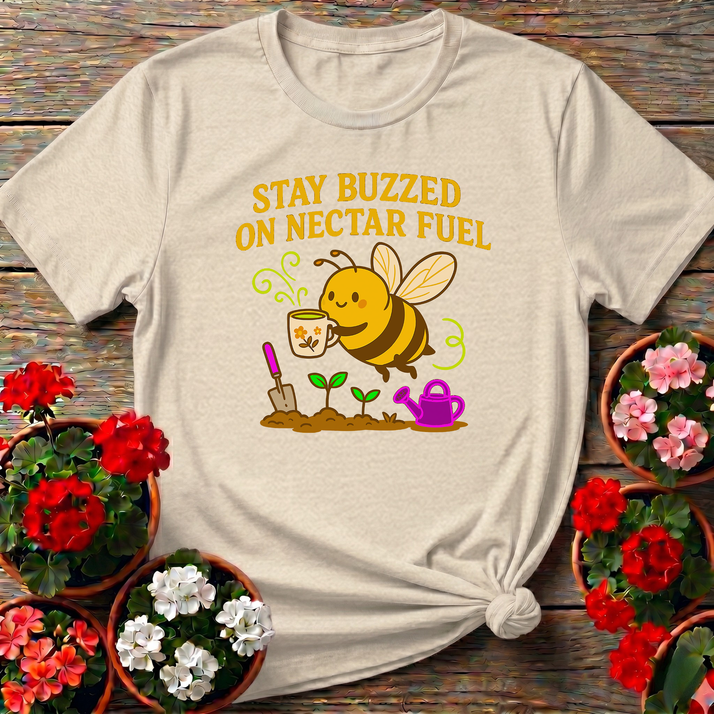 Stay Buzzed On Nectar Fuel Vintage Bee Gardening Tee