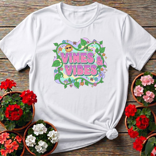 Vines and Vibes Retro Y2K Psychedelic Vibe T-shirt