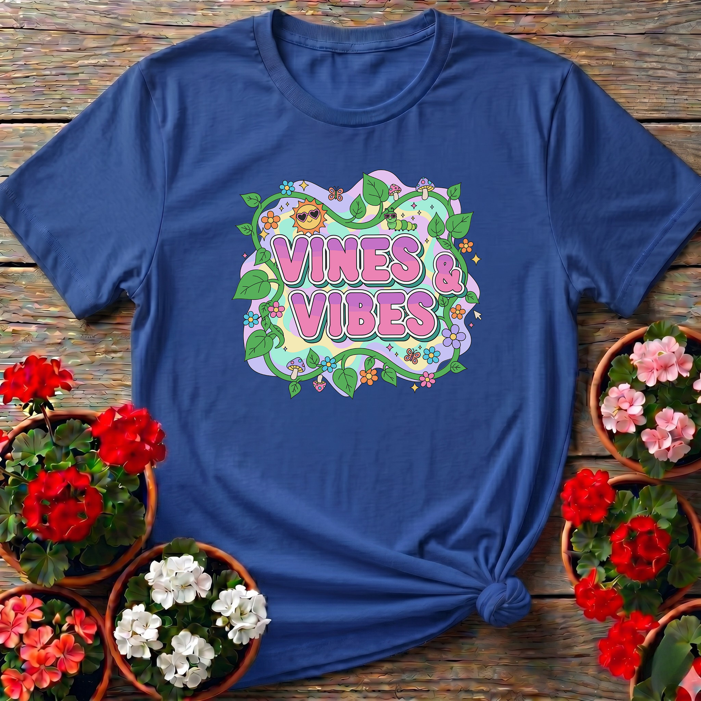 Vines and Vibes Retro Y2K Psychedelic Vibe T-shirt