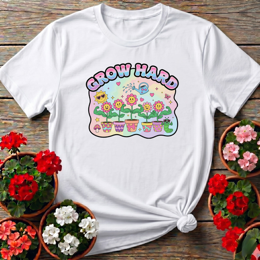 Grow Hard Whimsical Y2K Aesthetic Retro T-shirt