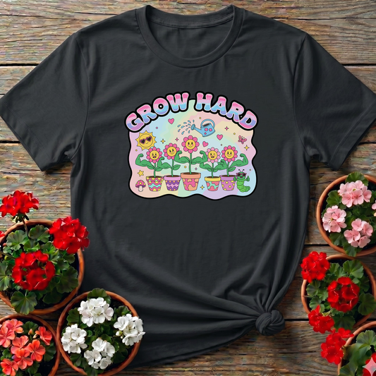 Grow Hard Whimsical Y2K Aesthetic Retro T-shirt
