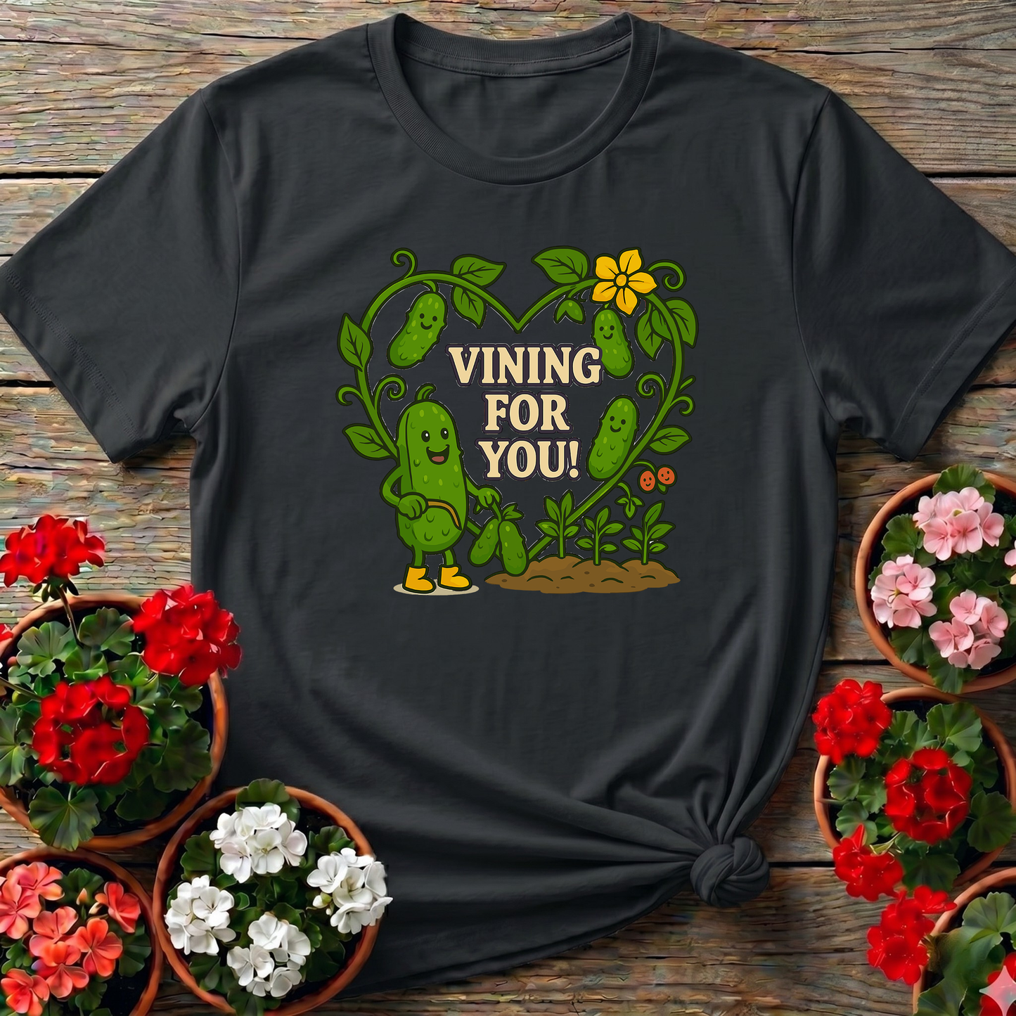 Vining For You Funny Romantic Pickle T-shirt