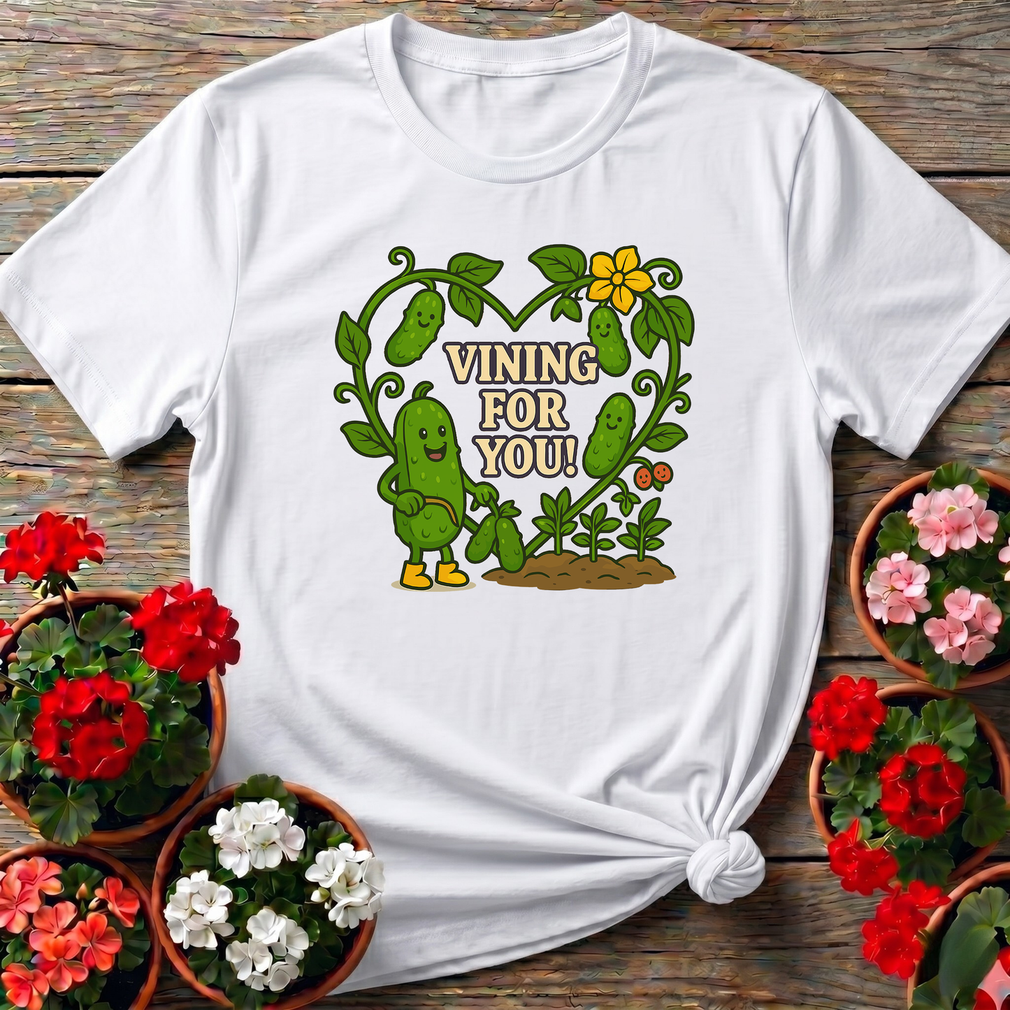 Vining For You Funny Romantic Pickle T-shirt