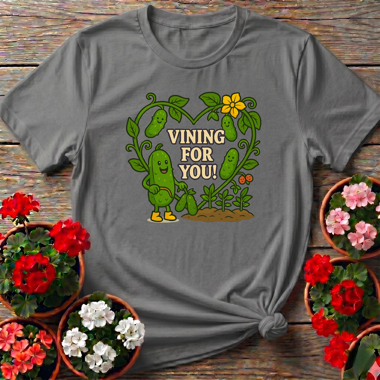 Vining For You Funny Romantic Pickle T-shirt