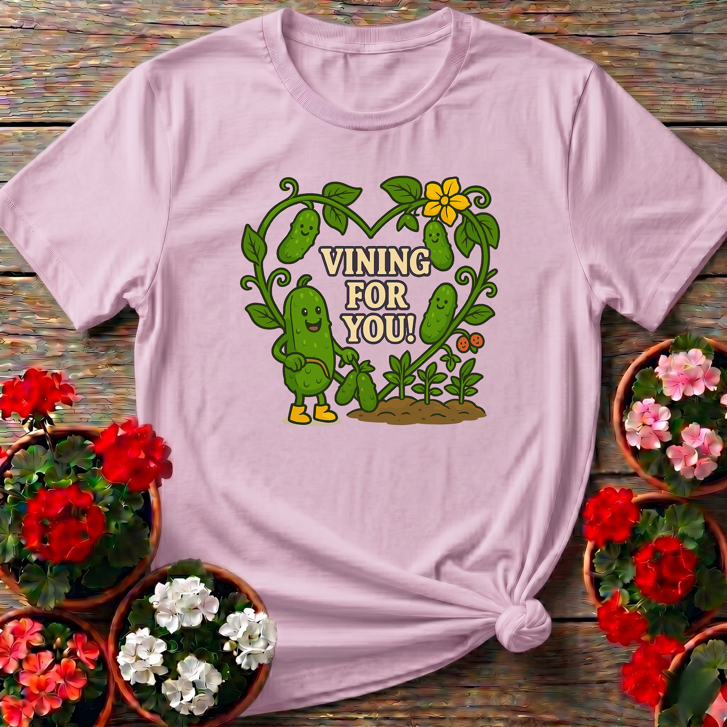 Vining For You Funny Romantic Pickle T-shirt