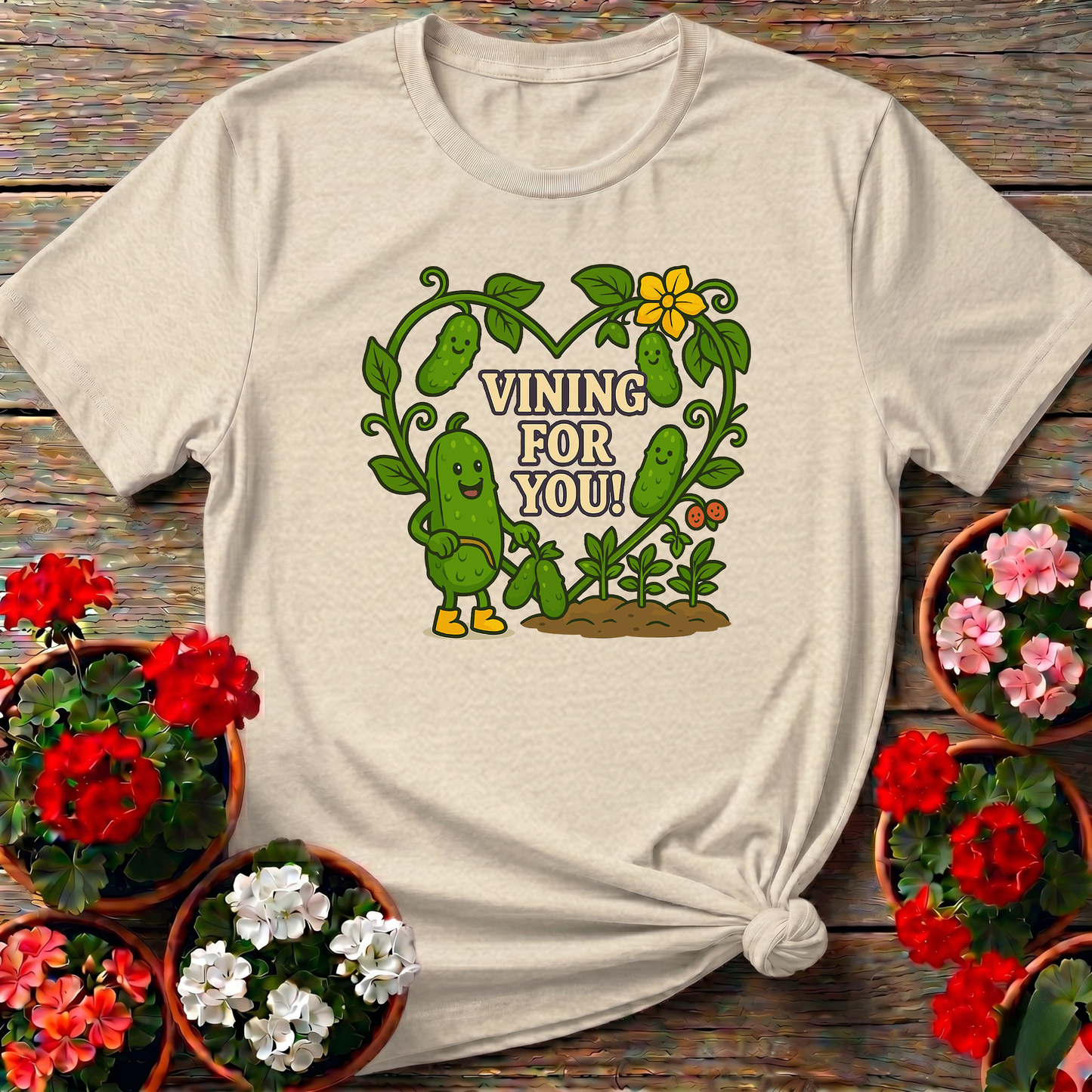 Vining For You Funny Romantic Pickle T-shirt