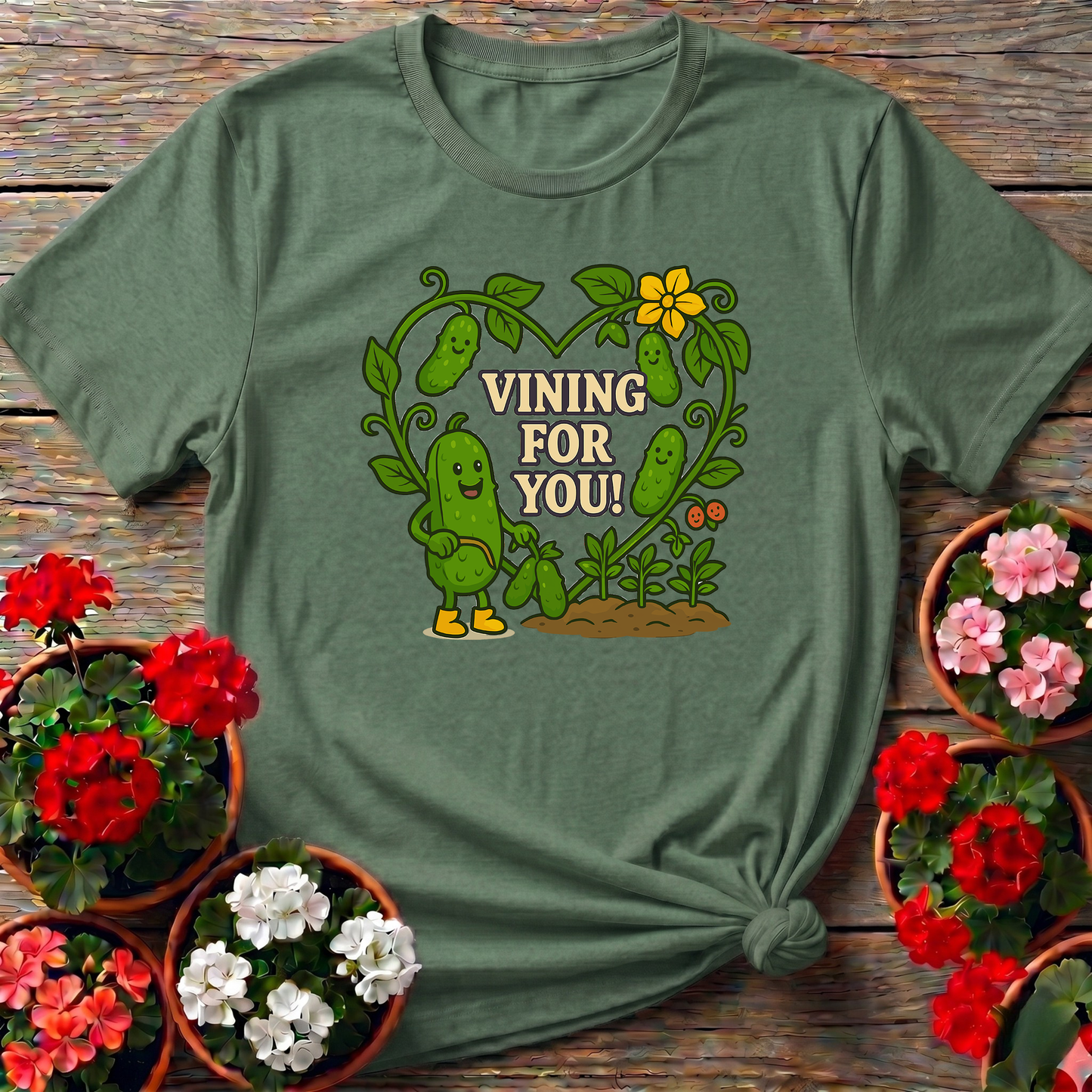 Vining For You Funny Romantic Pickle T-shirt