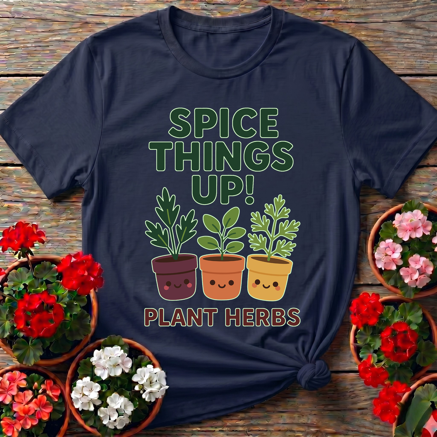 Spice Things Up Plant Herbs Cute Potted Graphic Tee